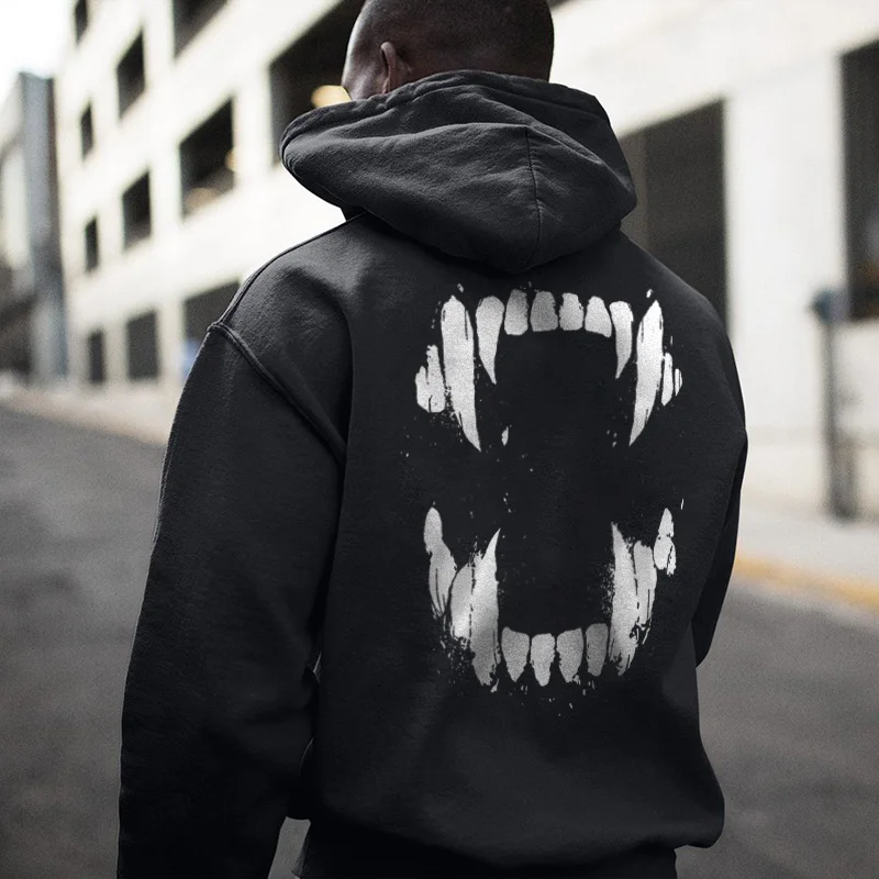 Devil teeth print casual hoodie designer -  