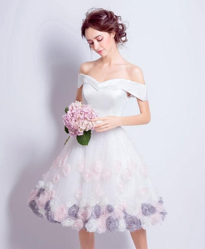 Cute White Off Shoulder Short Prom Dress