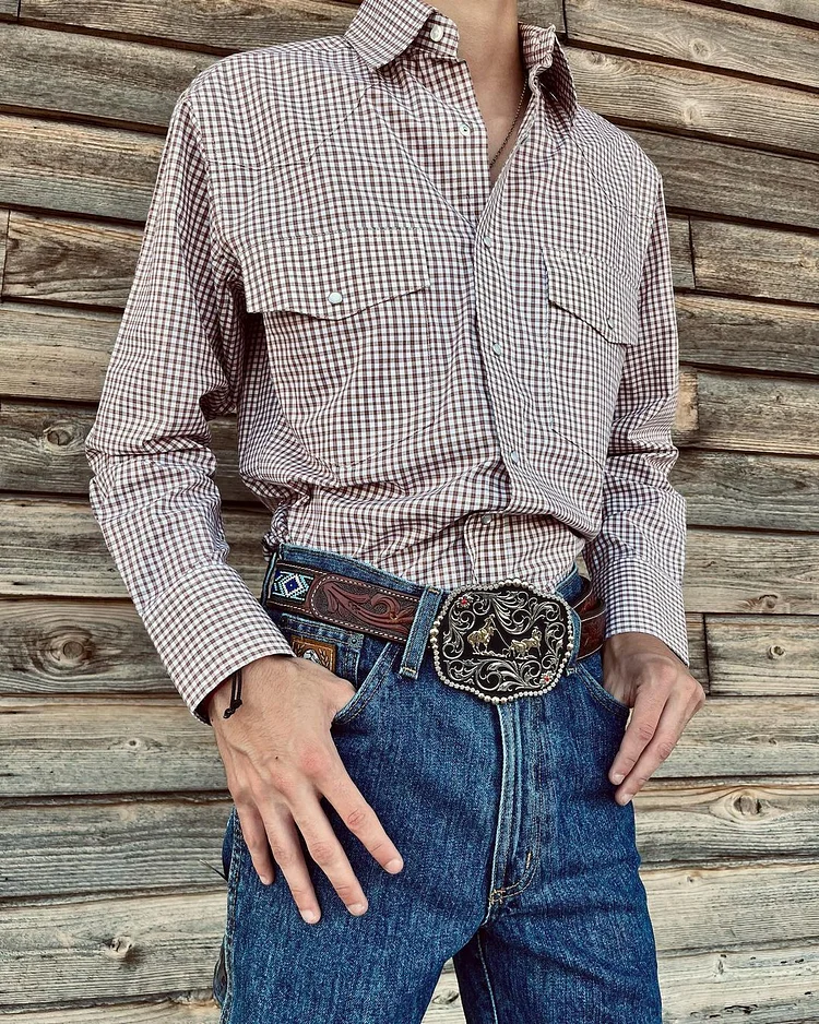 Men's Vintage Western Plaid Shirt