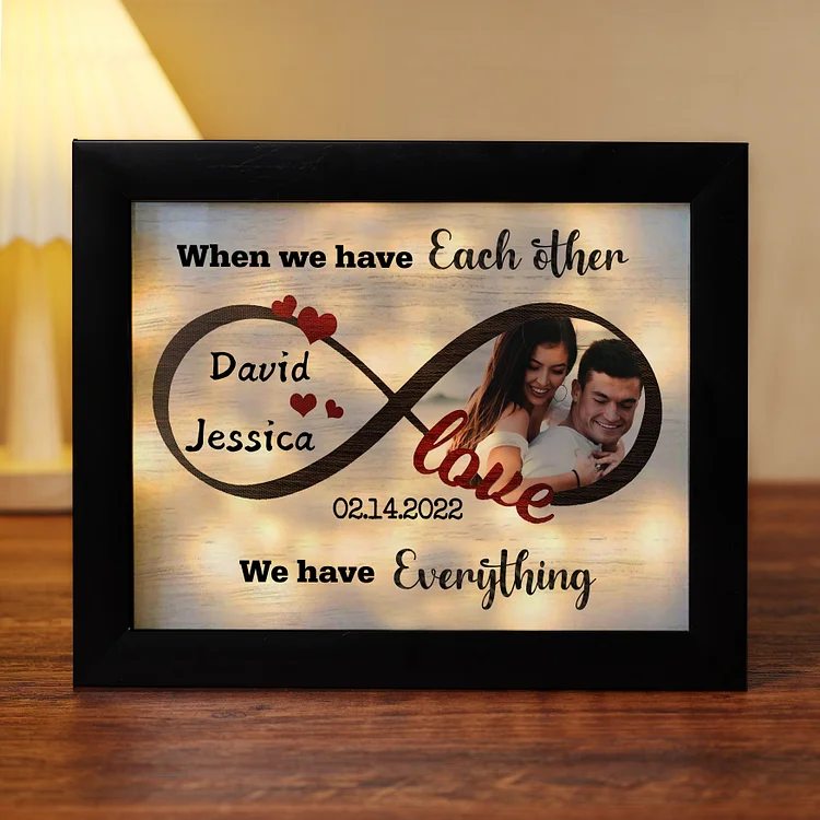 Personalized Photo Frame Custom 2 Names & Date Frame With Night Light Anniversary Gift For Her/Him - When We Have Each Other, We Have Everything