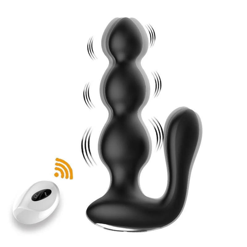 Wireless Remote Control Dual-vibrating Anal Beads For Women & Men - Rose Toy