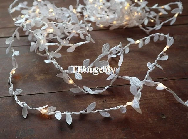 tiny leaves garland fairy light led copper wire Battery string lights for Wedding forest Table Christmas home party Decoration