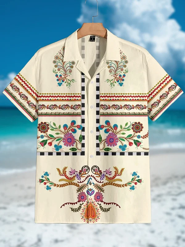 Men's Floral Ethnic Pattern Art Print Shirt