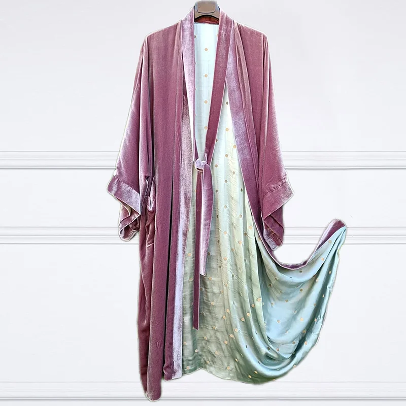 Fashion Simple Lined Print Kimono Duster
