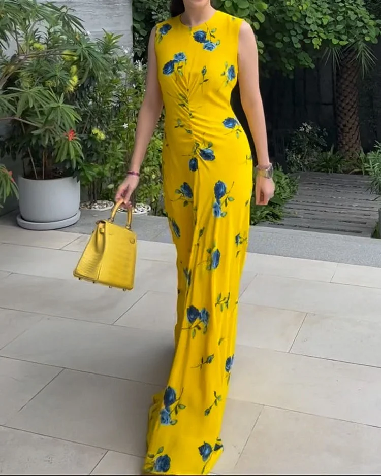 Elegant Sleeveless Printed Dress