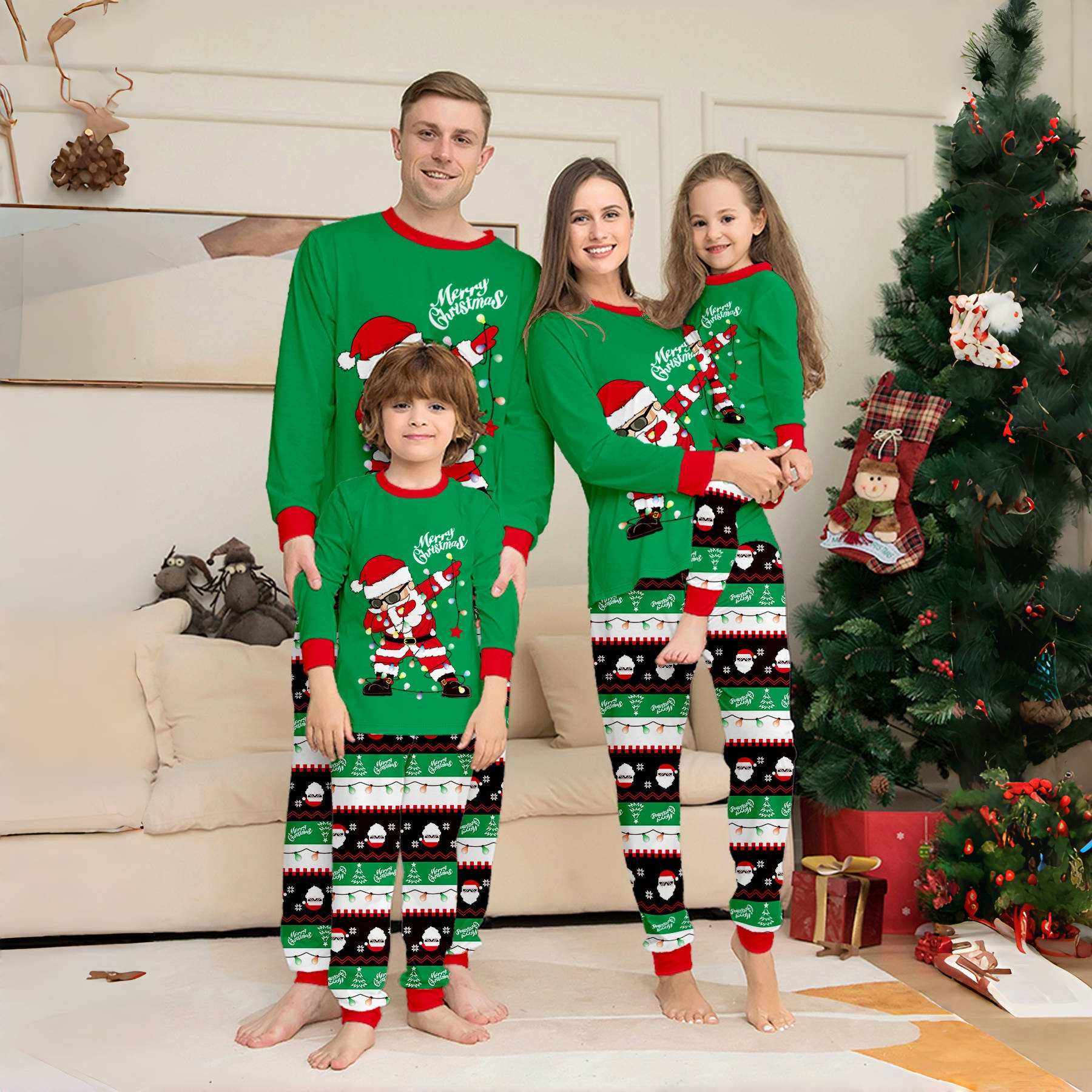 Matching Merry Christmas Santa Print Cozy and Festive Christmas Pajamas for the Whole Family