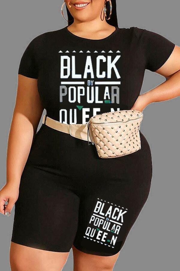 Casual Letter Print Plus Size Two Pieces - BlackFridayBuys
