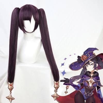 GI Mona Purple Long Ponytail Straight Cosplay Wig SP15346