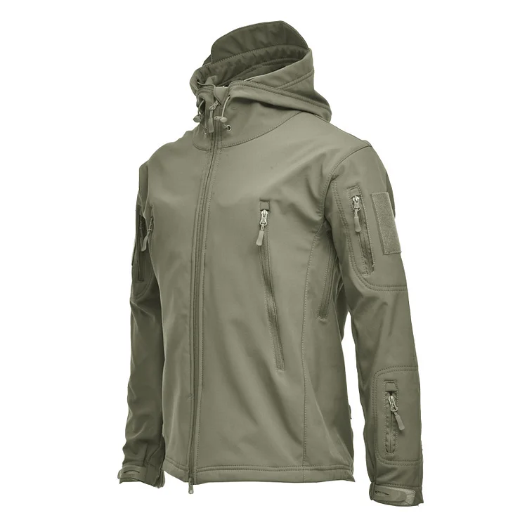 Shark skin camouflage hooded fleece waterproof windproof warm jacket