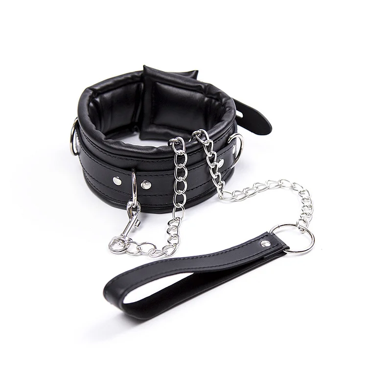 Black Red Leather Collar Fun Products