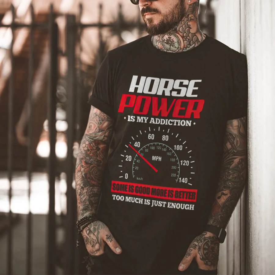 Horse Power Is My Addiction Printed Men's T-shirt - Devcarry