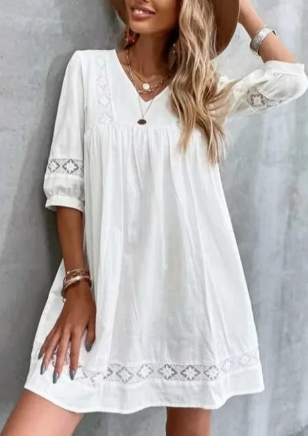 V-neck Simple Casual Holiday Dress