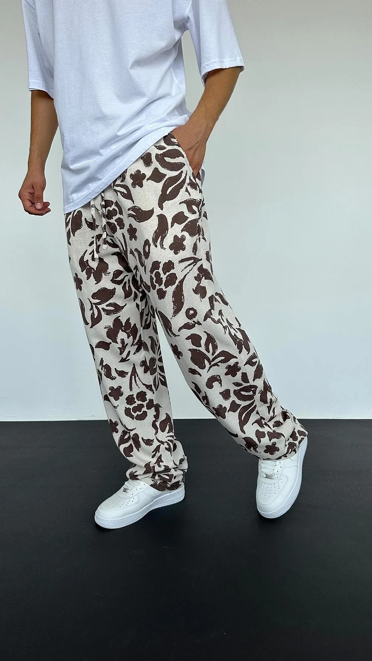 Printed Loose Men's Straight Leg Pants