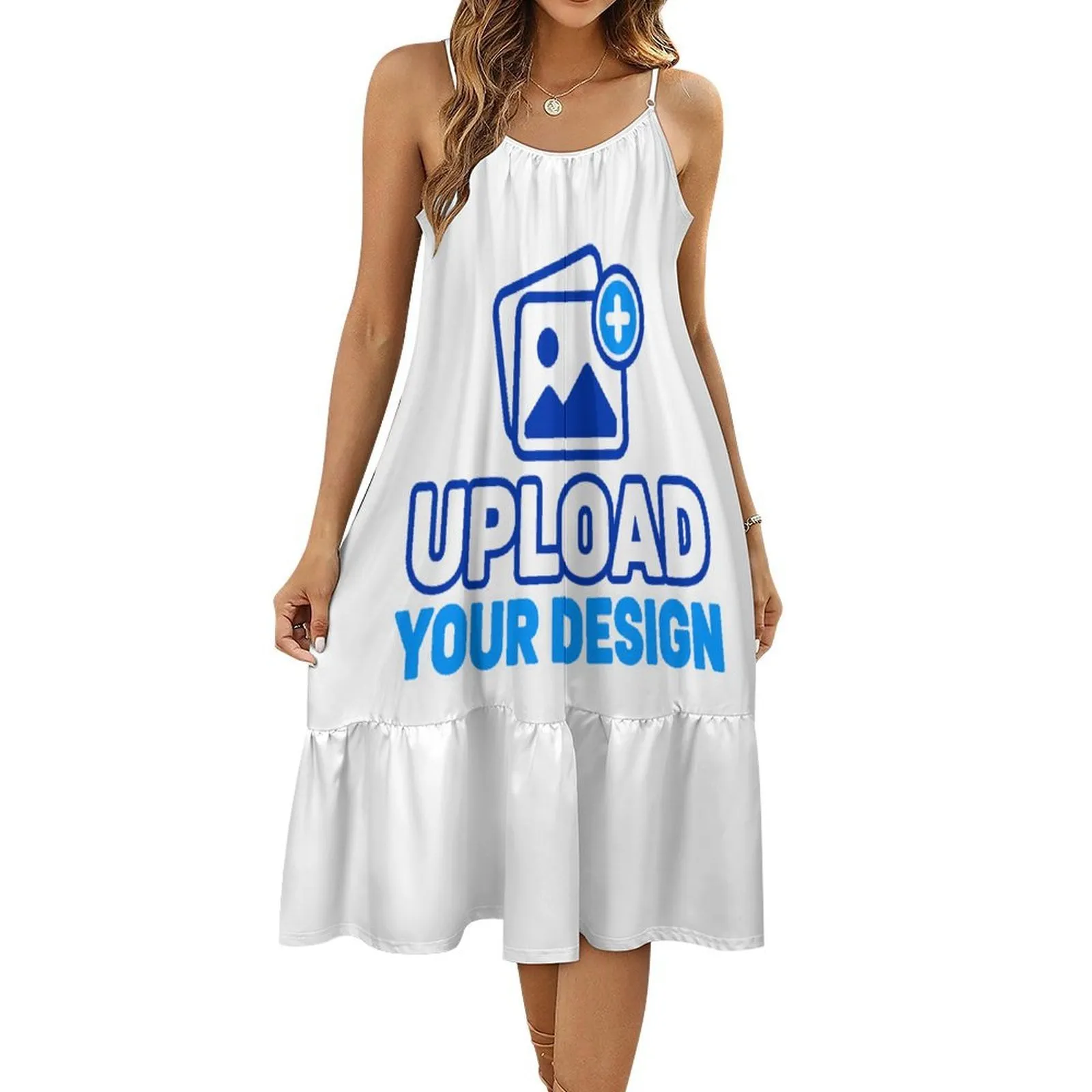 Custom Spaghetti-Strap Flared Maxi Dress product image 8