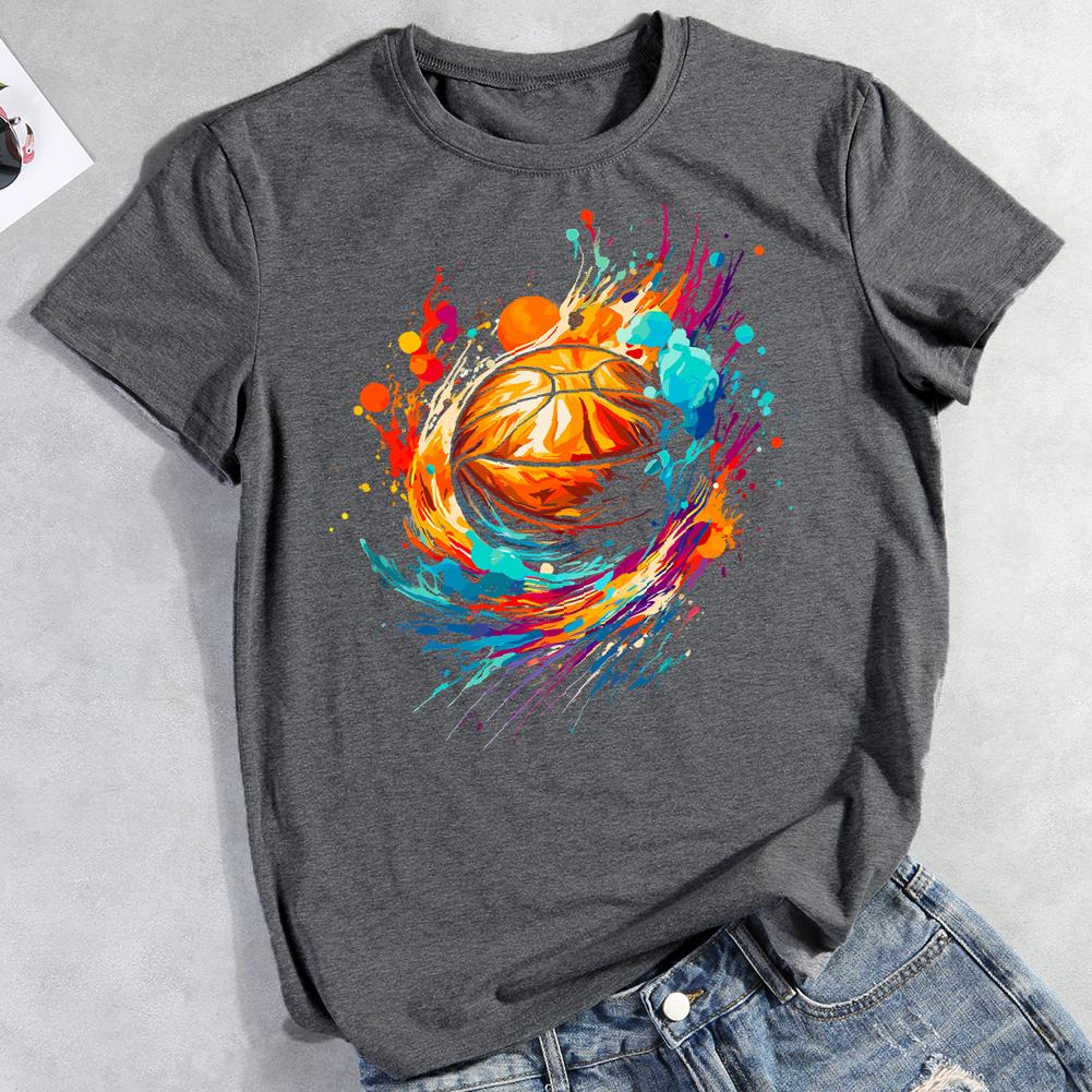 i love basketball Round Neck T-shirt-0023084-Guru-buzz