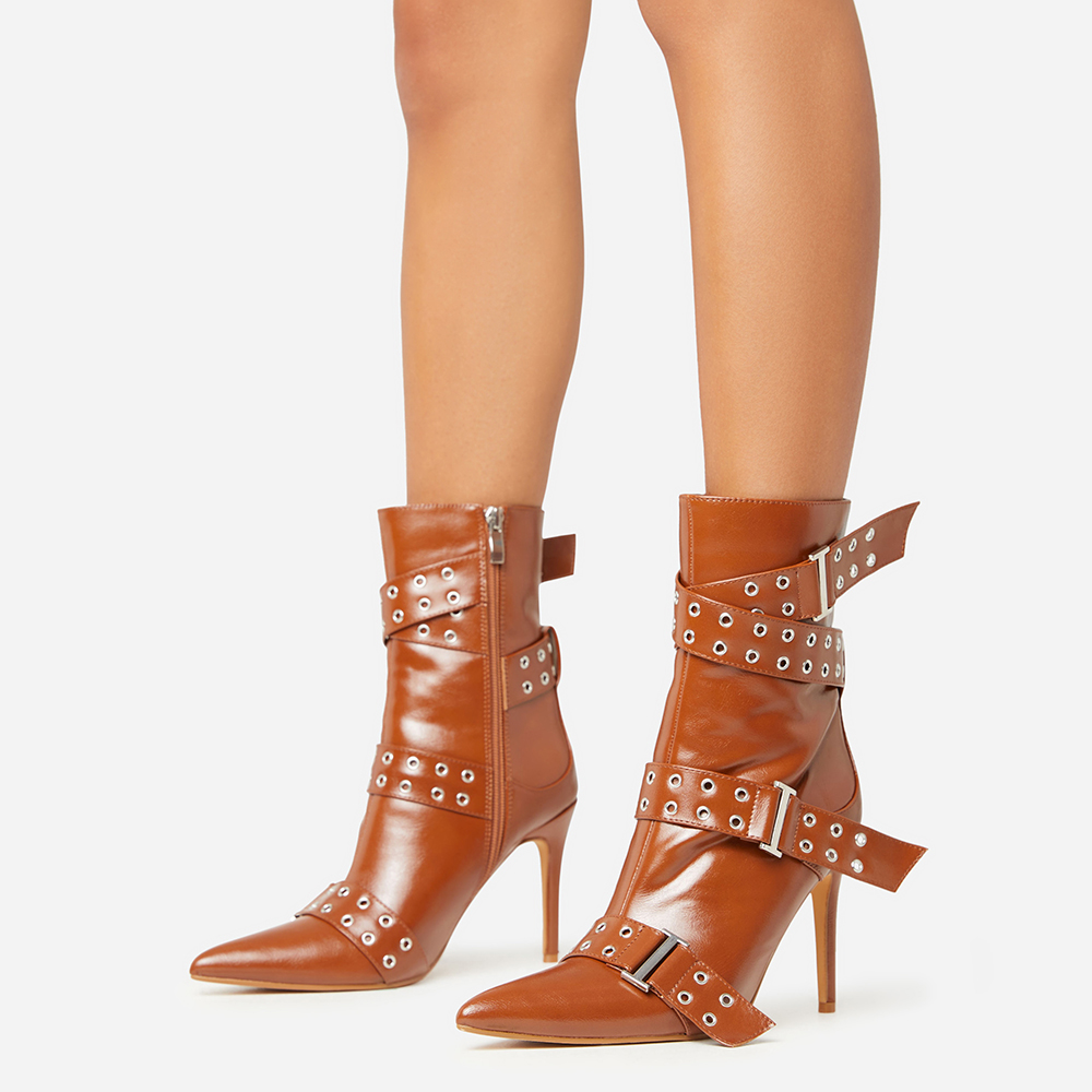 brown-closed-toe-buckle-studded-ankle-boots-with-stiletto-heels