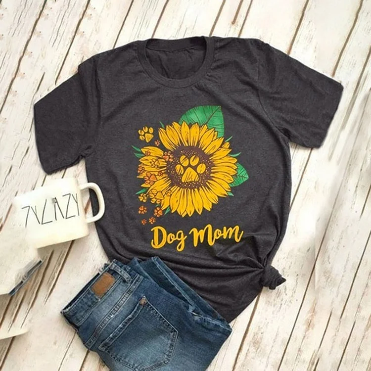 Casual Sunflower Print Short Sleeve T-Shirt