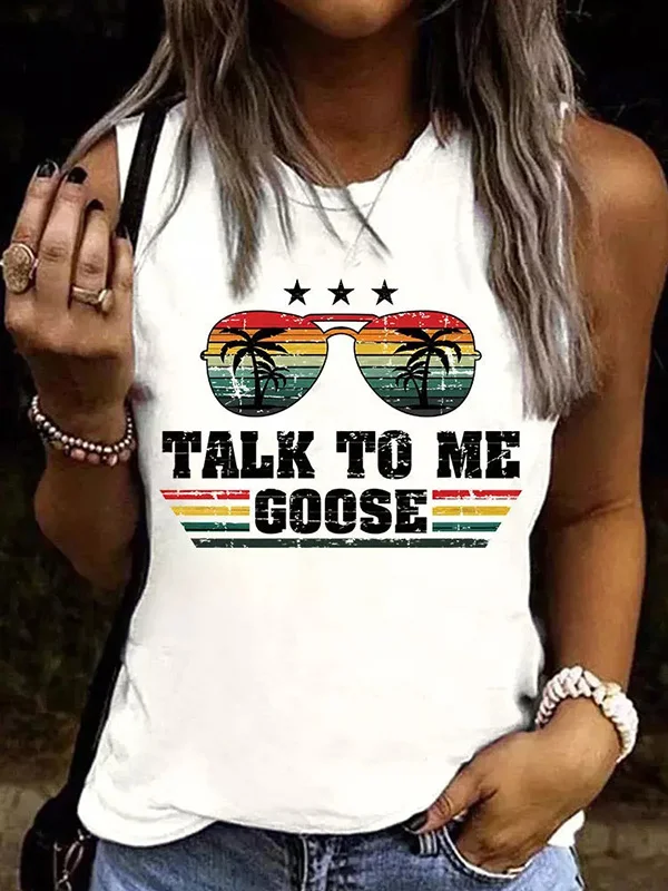 Talk To Me Goose Glasses Coconut Tree Tank Top