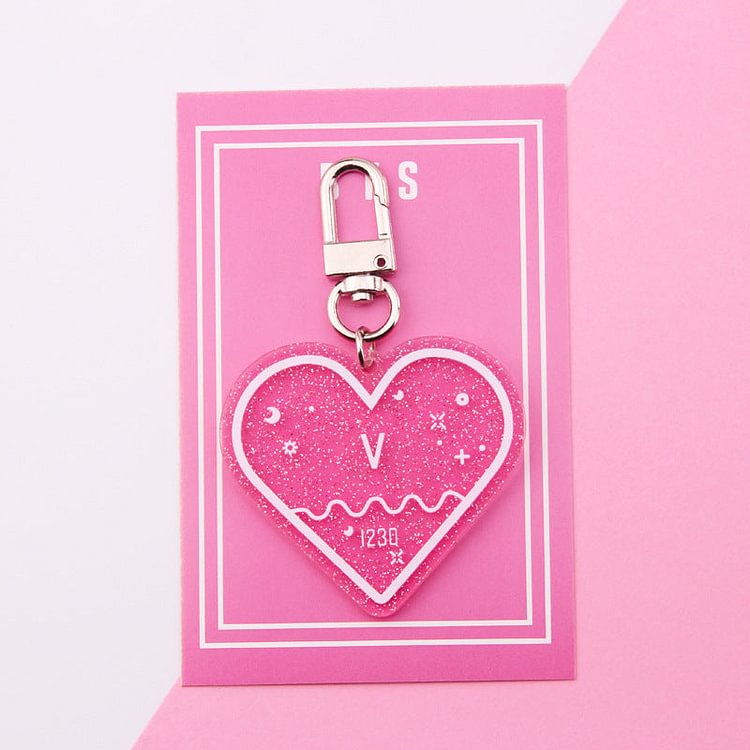 BTS Heart Sparkling Kpop Pink Keychain