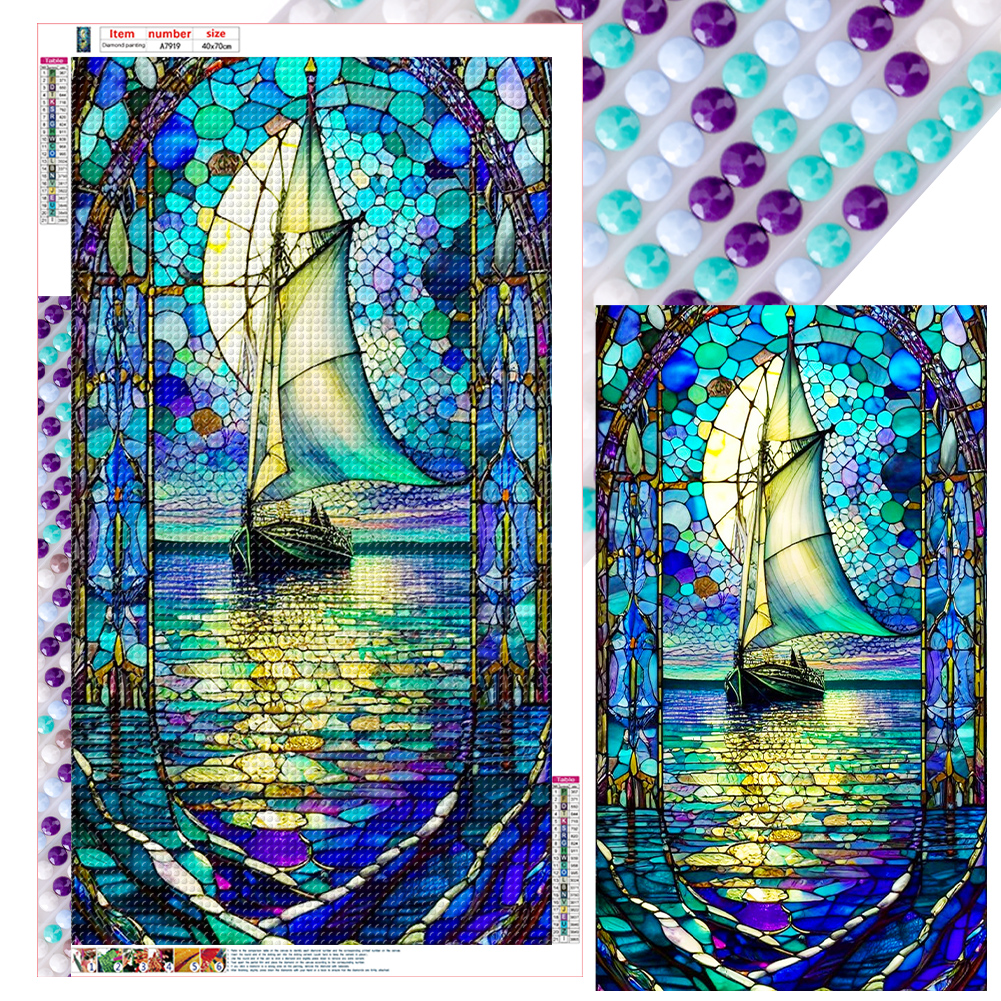 Abstract Resin Glass sailboats