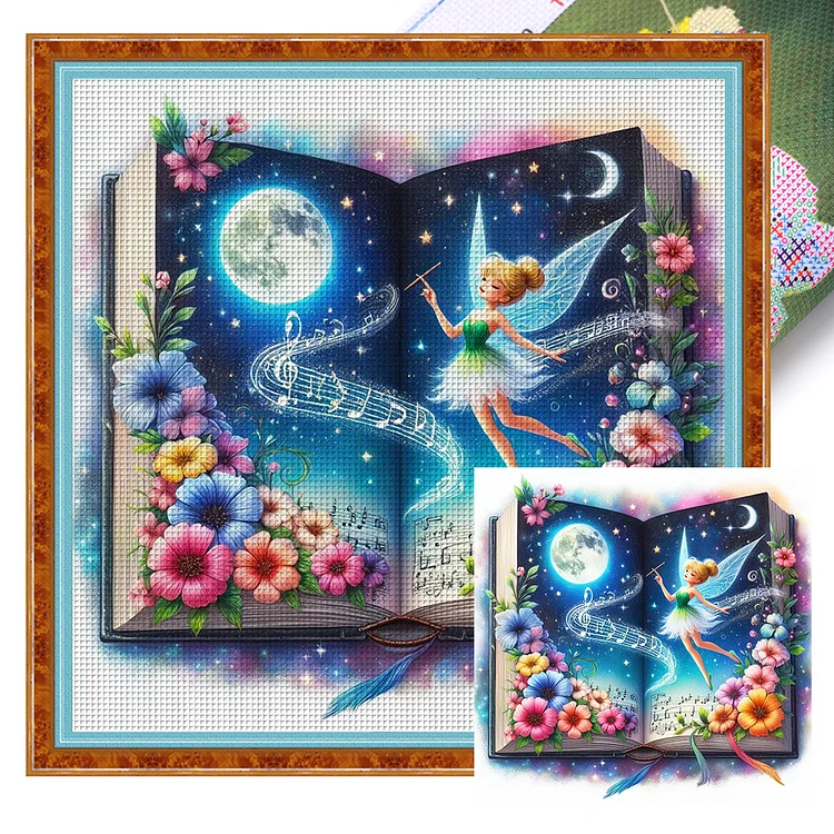 Wonderful Fairies In Books (50*50cm) 11CT Stamped Cross Stitch gbfke
