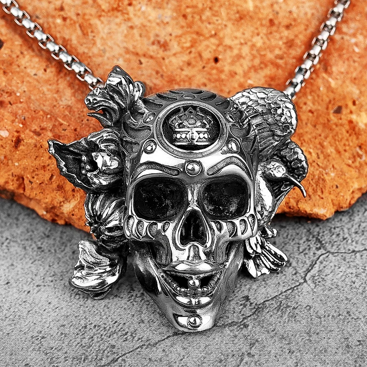 Gothic Demon Skull Stainless Steel Necklace