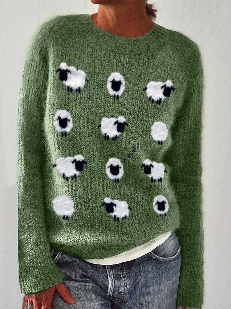 Lovely Sheep Pattern Cozy Knit Sweater