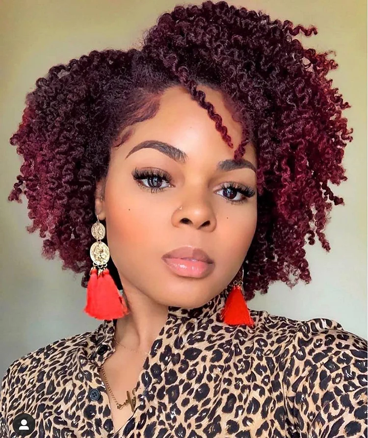 Super Fluffy Afro Kinky Curly Wigs Wine Red Explosive Hair