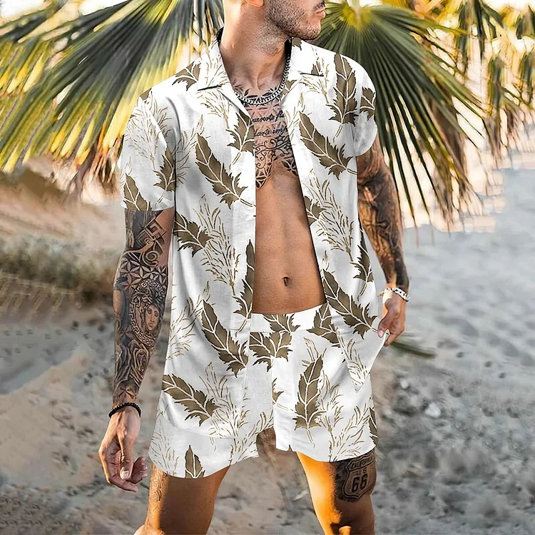 Men's Clothing Men's Casual Shirt Short Sleeve Shorts Set 3D Digital Printing T-Shirt Beach Shorts_ ecoleips_old