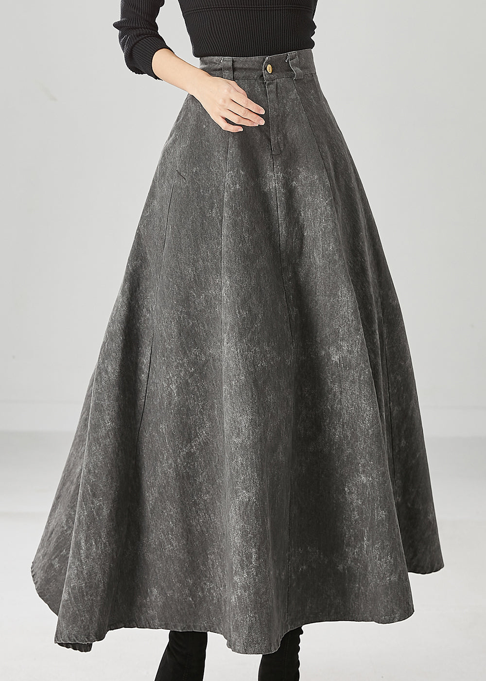 Women's Green Tie Dye Asymmetrical Double Waist Design Skirt