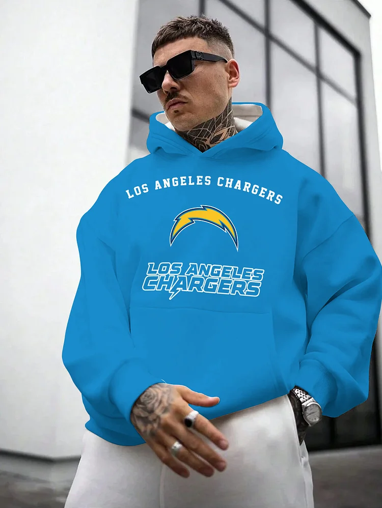 Los Angeles Chargers Printed Hooded Pocket Pullover Hoodie