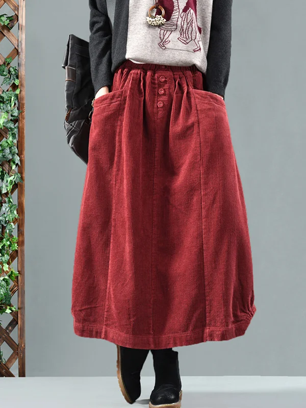 Ancient Coffee Clothing Vintage Spliced Flower Bud Skirt