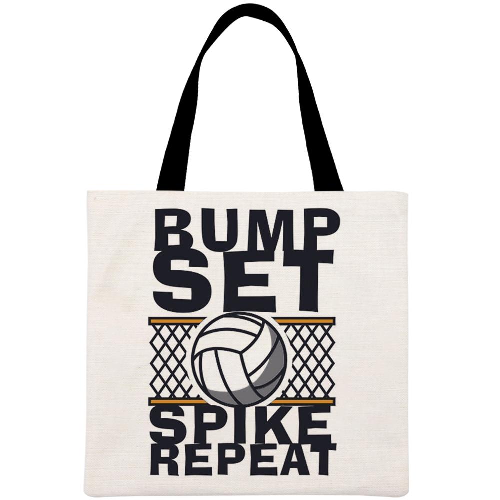 Girls Volleyball Bump Set Spike Repeat Printed Linen Bag-Guru-buzz