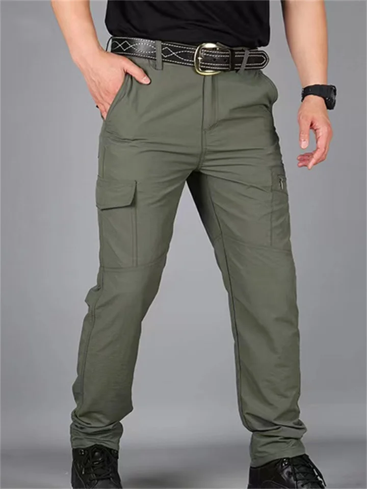 Men's Cargo Pants Cargo Trousers Tactical Pants Trousers Tactical Elastic Waist Multi Pocket Straight Leg Plain Anti-Wear Quick Dry Sports Outdoor Hiking Tactical Black khaki