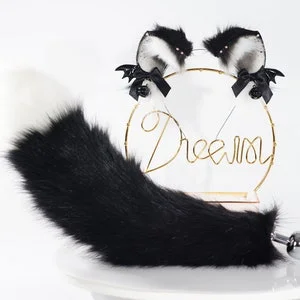 pornhint Pornhint Goth Cat ear fox ear headband and tail petplay sextoy cat cosplay set tail plug cosplay ears cosplay cat fox ears kitten play wolf ears