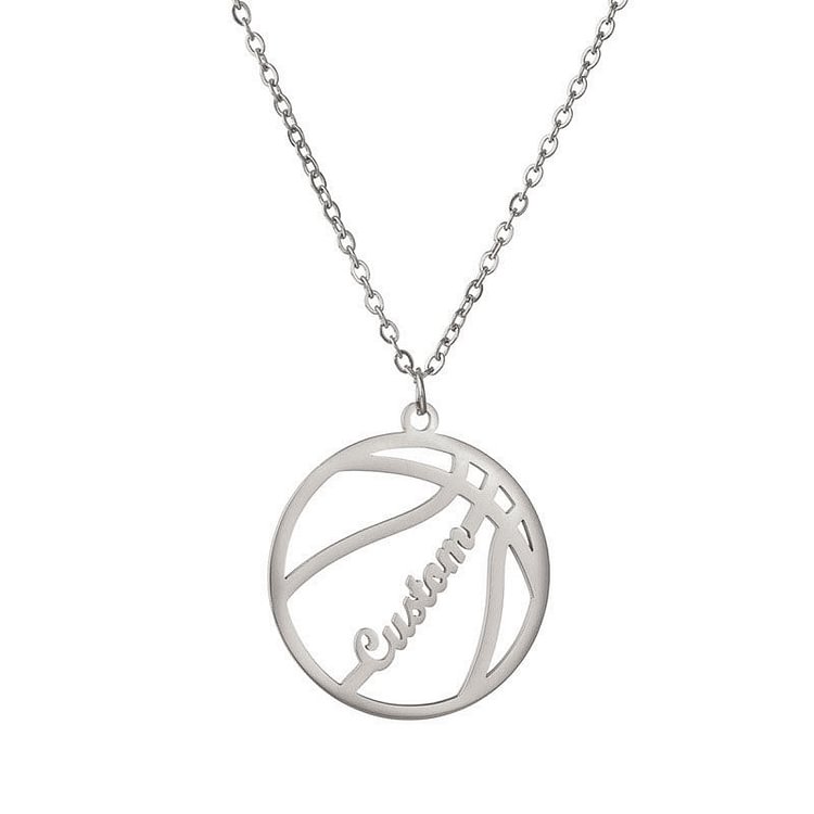 Basketball Shaped Name Pendant Necklace