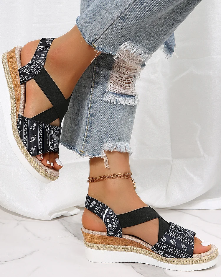 Flat wedge fish mouth casual sandals
