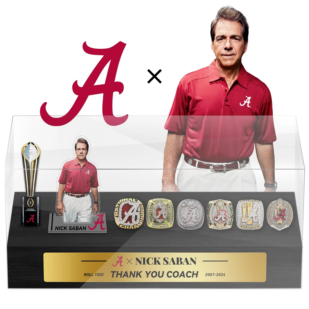 Nick Saban Alabama Crimson Tide Football Championship Trophy Ring Display Case