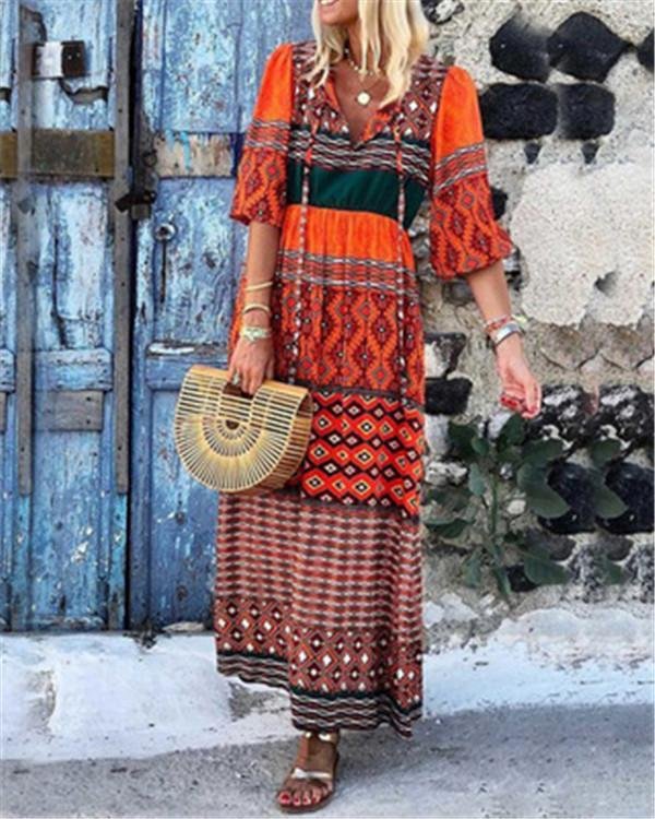 bohemian holiday lifestyle summer holiday daily fashion maxi dresses p114405