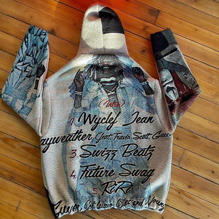 retro statement tapestry hoodie