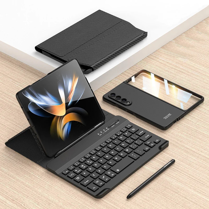 Multifunctional 6 in 1 Wireless Bluetooth Keyboard With Phone Case+Screen Protector+Phone Stand+Capacitive Pen+Stylus Slot For Galaxy Z Fold3/Fold4/Fold5