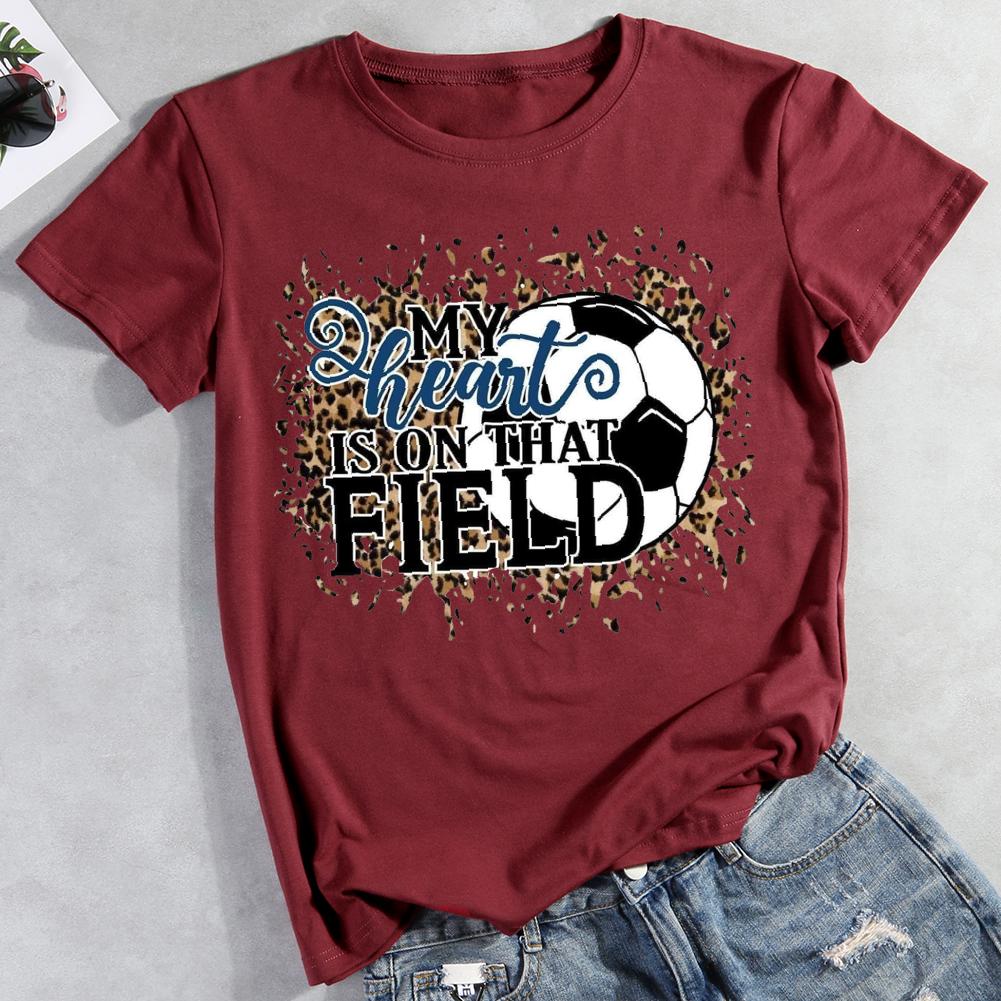 My Heart Is On that Field Round Neck T-shirt-Guru-buzz