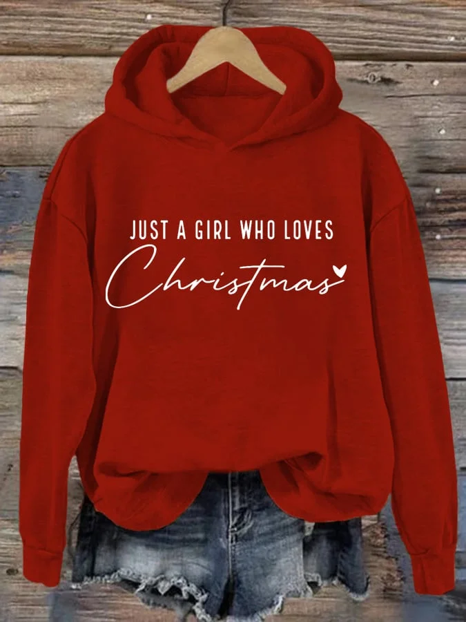 Women's Just A Girl Who Loves Christmas Hoodie socialshop