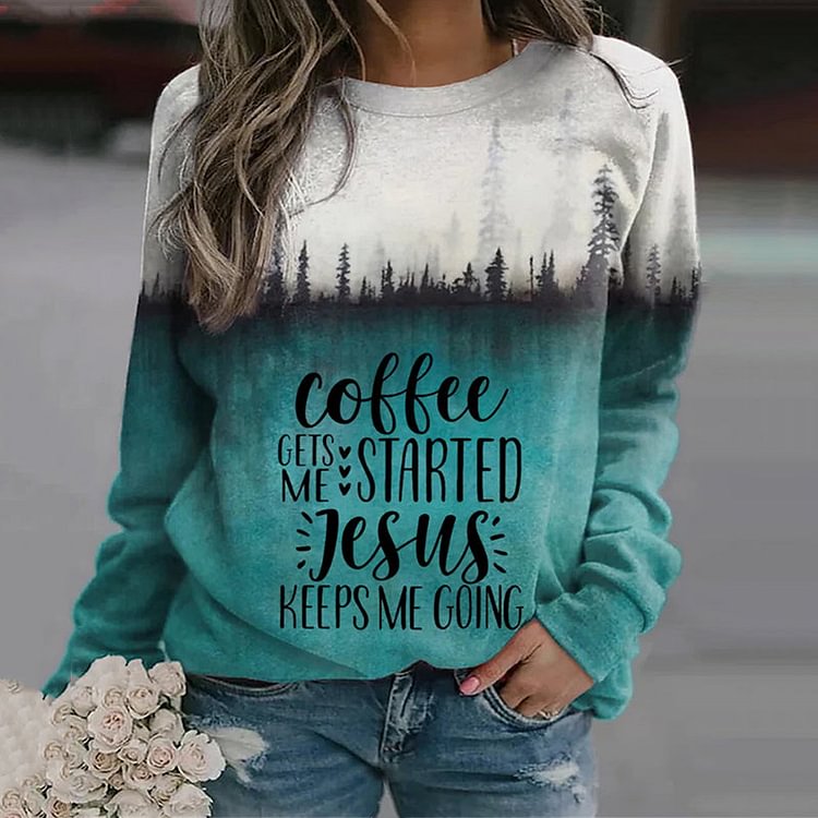 VChics Jesus Keeps Me Going Print Sweatshirt