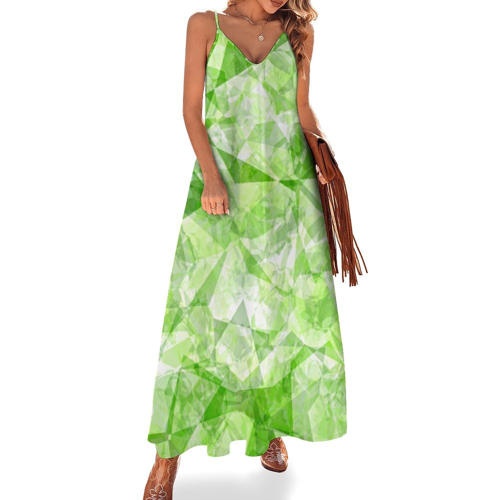 green emerald velvet dress Domenica Lime Green Halter-Neck Wrap Maxi Dress – Club L London main image 1