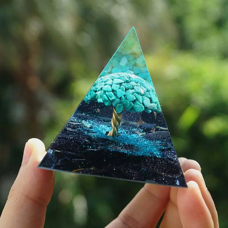 Olivenorma Blue Sandstone With Turquoise Healing Orgone Pyramid