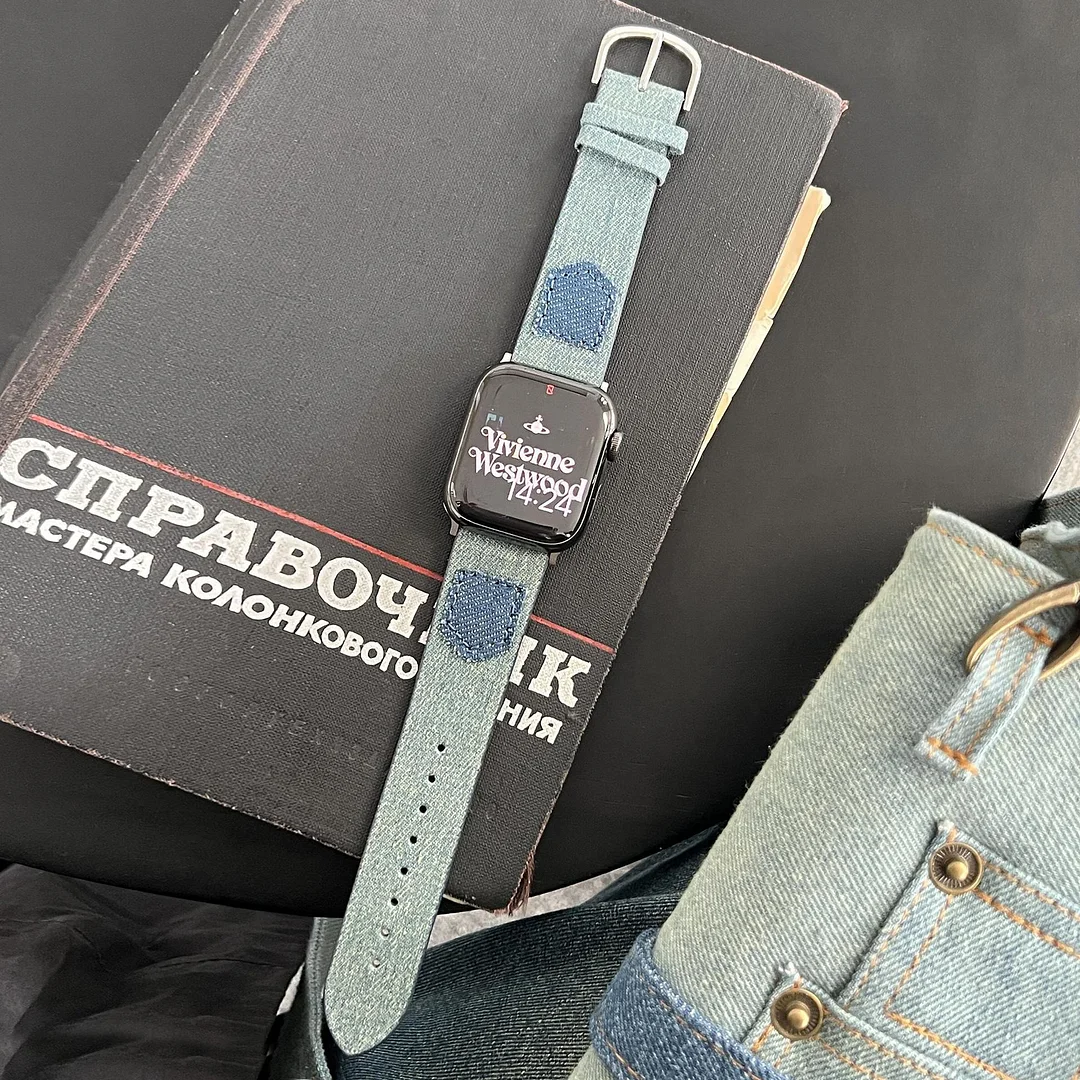 Denim Embroidery Watch Band