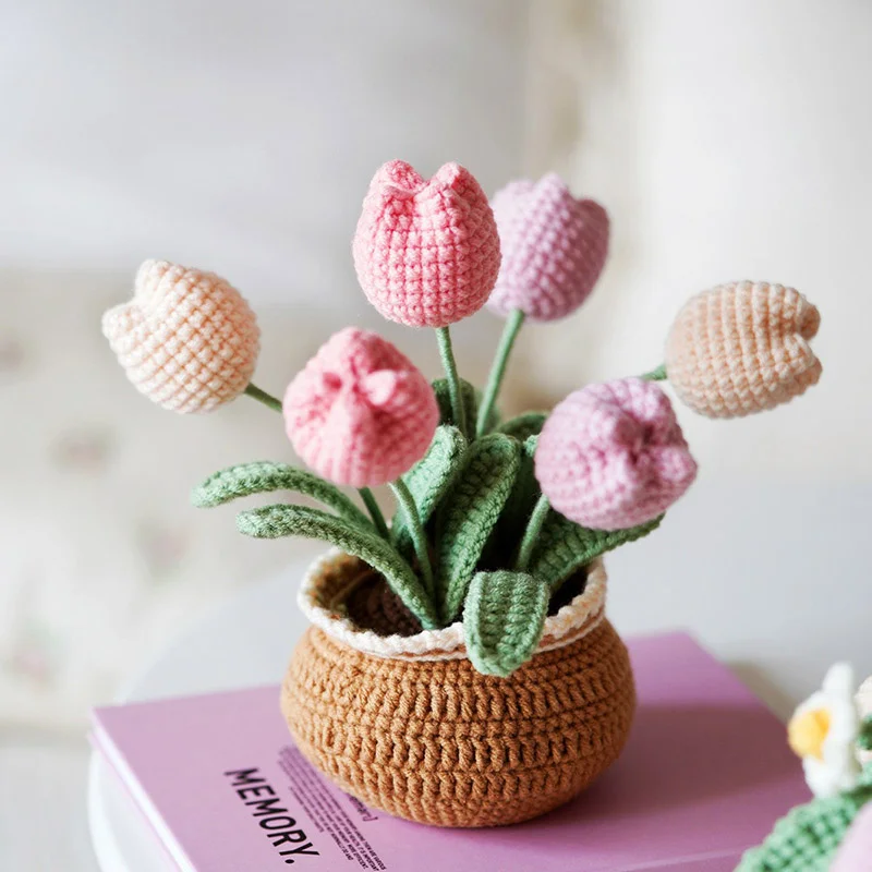 MeWaii® Crochet Kit Crochet Flowers and Potted Plants Animal Kits with Easy Peasy Yarn