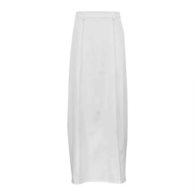 2023 Autumn French New Product Milk White Commuter Floor Skirt Loose Silhouette Slim Casual Long Dress for Women_ ecoleips_old