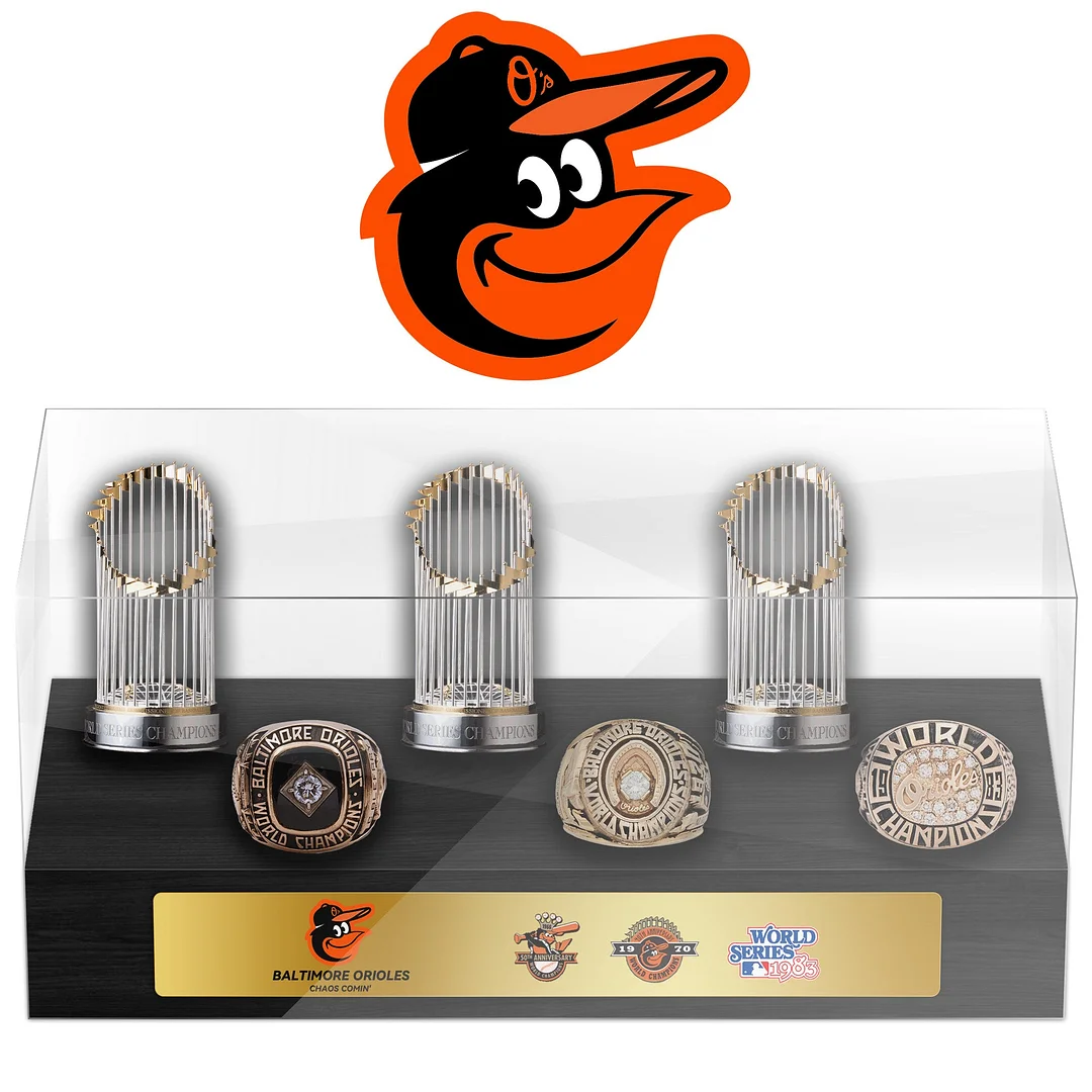 Baltimore Orioles MLB World Series Championship Trophy And Ring Display Case